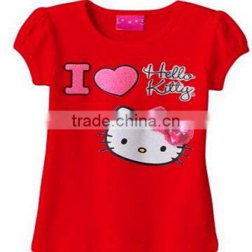 baby girls summer short sleeve 100% cotton t shirts kids girl t shirts design I love Kitty t shirts
