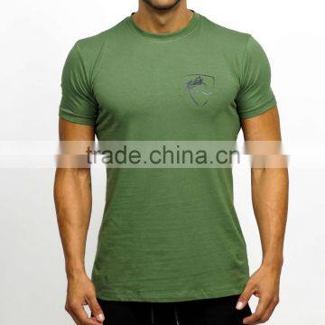 Black Custom Printed Mens Tapered Gym T Shirt Olive Fitted Short Sleeve T Shirt OEM Fitness T Shirt Gym Wear Wholesale