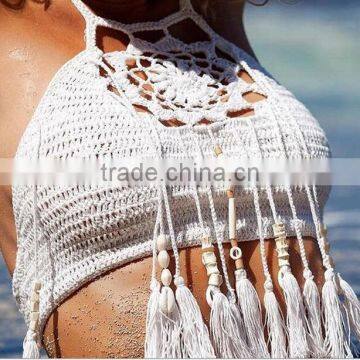 2016 new design summer sexy fringed crochet bikini