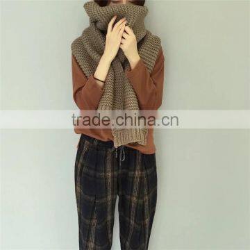 Latest Design Plain Color Knitted Lady Winter Thick Warm Blanket Scarf photo-3