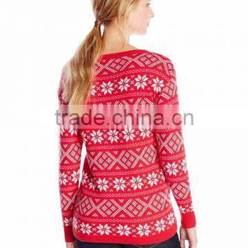 Women Red Sweatergreen Reindeer Sihouette Pattern Christmas Cardigan photo-2