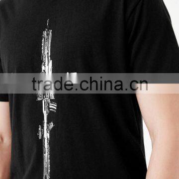 Customized Blank Printing Black Tee Fashion Hip Hop Design Men T-shirt photo-3