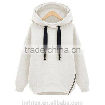 Women 100% Polyester Plain no Design Hoodies With Zipper photo-3