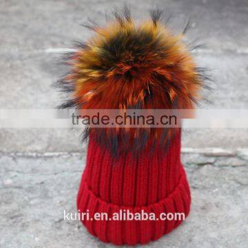 Wholesale Beanie Hats With Raccoon Fur Ball for Lady photo-3