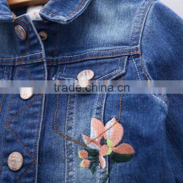 S33420W Kid Jean Jacket For Girl Flower Embroidered Jacket Baby Girl Child Denim Jacket photo-3