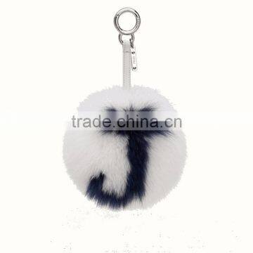 Myfur Customized 26 English Letters Fox Body Fur Made Lady Bag Charm Keychain photo-2