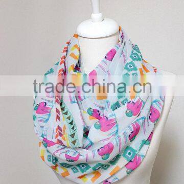 Pink Sloth Pattern Chiffon Infinity Scarf, Circle Scarf, Loop Scarf, Scarves, Shawls, Spring Fall Winter - Summer Fashion Christ photo-5
