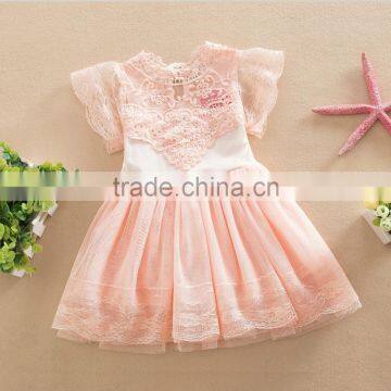 2017 Girl lace tulle dress Girl princess dress with lace