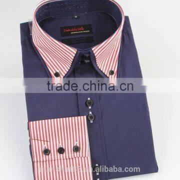 custom double collarcontrast color spandex cotton dress shirts
