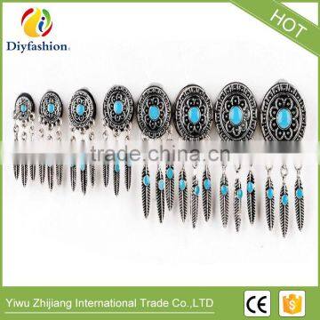 Bohemia Retro Feathers Long Tassel Stainless Steel Ear Plug photo-6