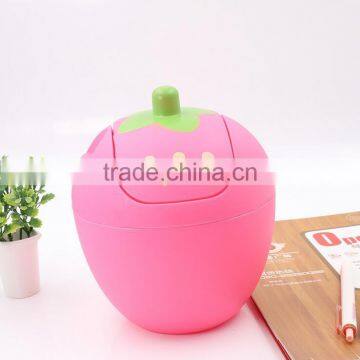 Creative Small Strawberry Shaped Plastic Table Trash Can photo-2