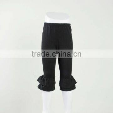 Wholesale black cotton ruffle capri for girls