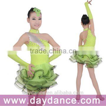 Girls Kids Ballroom Latin Competition Dress Fluffy Skirt Children Latin Dance Costumes