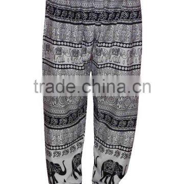 Indian Black And White Elephant Print Palazzo Pant