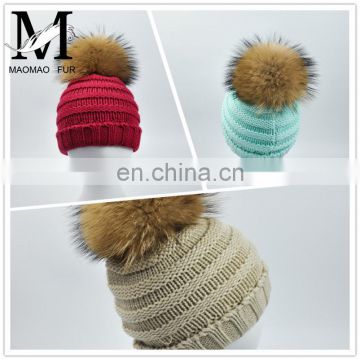 2016 Custom Design Warm Winter CC Hat Fur Pom Pom Beanie Babies