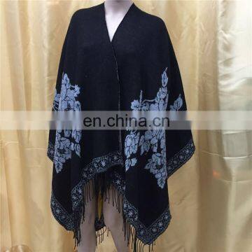 Winter Latest Design Women Knit crochet peruvian alpaca wool poncho wholesale