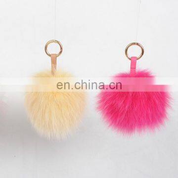 Top quality dyed fox fur ball keychain