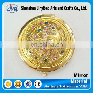 hot selling custom makeup mirror shine peacock gold mirror for gifts