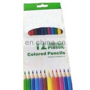 2016 Hot Sale Super Quality 7" Hexagonal Plastic Colored Pencils 12pcs Set
