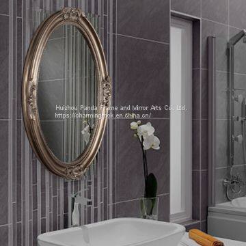 PU European Antique Design Gold Wall Mirror Decorative Gold Oval Wall Mirror photo-5