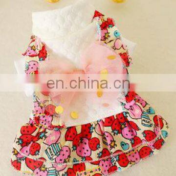 Pet Dog Cat Floral Strawberry Skirt Big Bowknot Skirt Dress Puppy Pomeranian Apparel Clothes photo-7