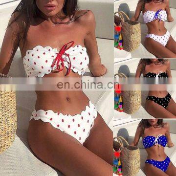 2019 Bikinis Women Swimwear Bathing Suit Dot Print Sexy Ruffle Bikini Sexy Ladies Swimsuit Maillot De Bain Femme