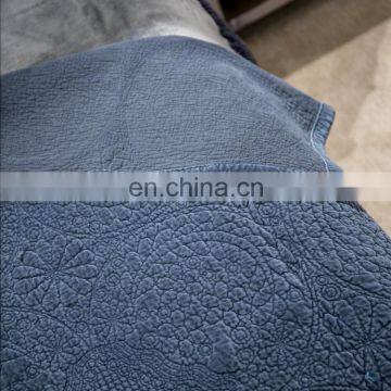 Oversized Microfiber Lightweight Blue Color Embossed Wavelet Pattern Quilt Set /bedding Sheet Sets photo-3