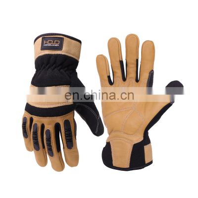 HANDLANDY Leather Work Gloves for Mechanics Assembly Construction Masonry Impact Gloves Oilfield Working Rigger Gloves