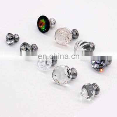 Wardrobe Drawer Furniture Chrome Acrylic Crystal Pull Kitchen Cabinet Crystal Handle Knob Decorative Cheap Round Modern