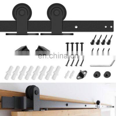 Exterior Heavy Duty Set Cabinet Rolling Industrial Quiet Bypass Double Barn Door Hardware Iron Sliding Kit