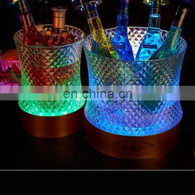 Top Sale Floor Standing ABS Custom Logo Whisky LED Party Special Cube Acrylic Ice Bucket photo-4