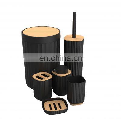 Hot sale modern design plastic bamboo household 6 piece bathroom sets luxury