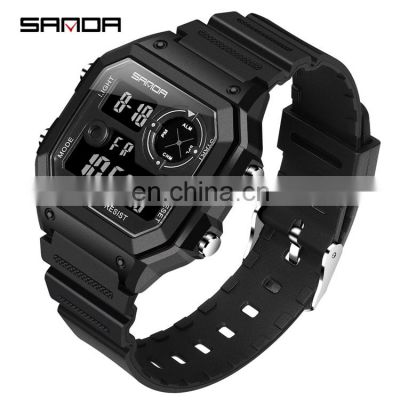 SANDA 418 Latest Men Digital Sport Watches Silicon Watch Band Stopwatch Back Light Time Showed Boys Digital Watch