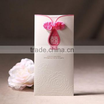 Embossed Rose Chinese Pocket Wedding Invitation Card/ Wedding Invitations