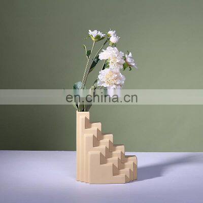 ENO Nordic Style Ceramic Vase Ornaments Modern Geometric Architectural Modeling Hotel Model Room Creative Vase photo-4