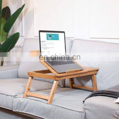 Hot Selling 100% Natural High Quality Bamboo Adjustable Desk For Laptop Foldable Stand