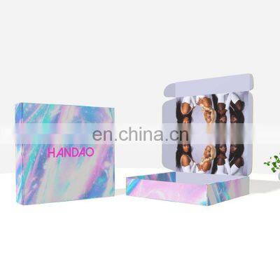 Custom Logo High Quality Cosmetics Dress Pajamas Cardboard Box Corrugated Mailer Wigs Box Packaging