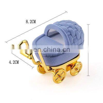 Baby Carriage Velvet Jewelry Box Stroller Wedding Ring Box Gift Box Holder Case for Earrings Necklaces Bracelets Display