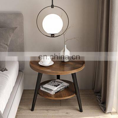 Nordic round coffee table living room tea table set small light luxury wood side table modern