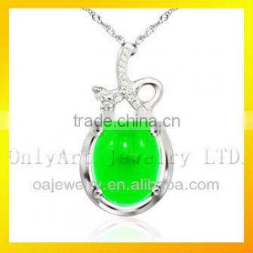 lastest design elegant lute shape jade pendant high quality 925 sterling silver jewelry