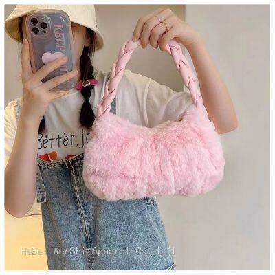 Autumn and Winter Plush Bag Shoulder Handbag Underarm Dumpling Bag Furry Bag Fashion Bag