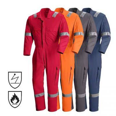 100% combed cotton  Work Safety Overalls Uniform Mechanic wear resistant Workwear Flame Fire Retardant FRC FR Coveralls