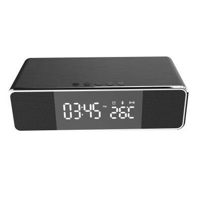 High Quality 4 in 1 Wireless Charging Alarm Clock Speaker LED Light Display USB Port Many Mobile Phone Models