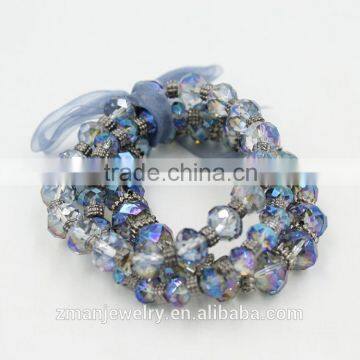 Handmade Multilayer Colorful Glass Bead With Ribbon Fashion Bracelet
