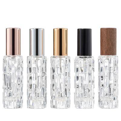 Luxury Empty Min 10ml 15ml Clear Refill Glass Perfume Spray Bottles with Gold Lids