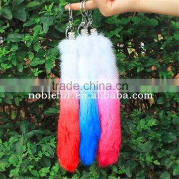 100% real rabbit tail gradient men and women car keychain bag pendant accessory