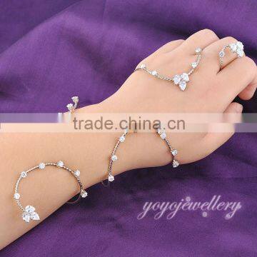 New design gold plated crystal body jewelry hand palm bracelet