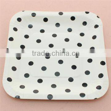 China Wholesale Fancy Dotted 7 Inch Square Paper Plates photo-2
