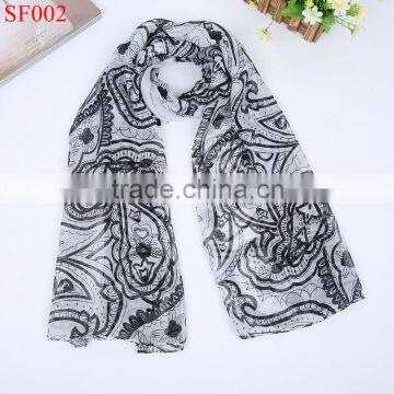 SF002 cheap shawls fashion lady black handmade silk shawls low moq