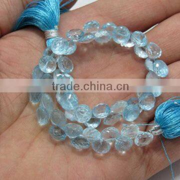100% Natural Blue Topaz faceted Onion Shape Briolette 8''Inch AAA++ On WholeSale Price.
